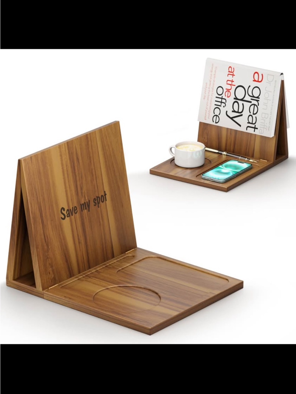 Wood Grain Tablet Stand & Organizer - Brown